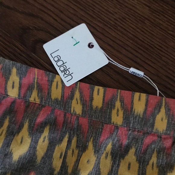 Ladakh Mini Skirt Yellow Orange Print Zip Front Junior Large Fall NEW College - Picture 8 of 9